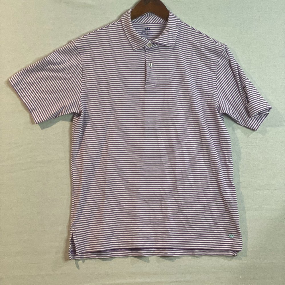 Peter Millar Polo Shirt Golf 92%Cotton 8%Elastane Short Sleeve Striped Men's L